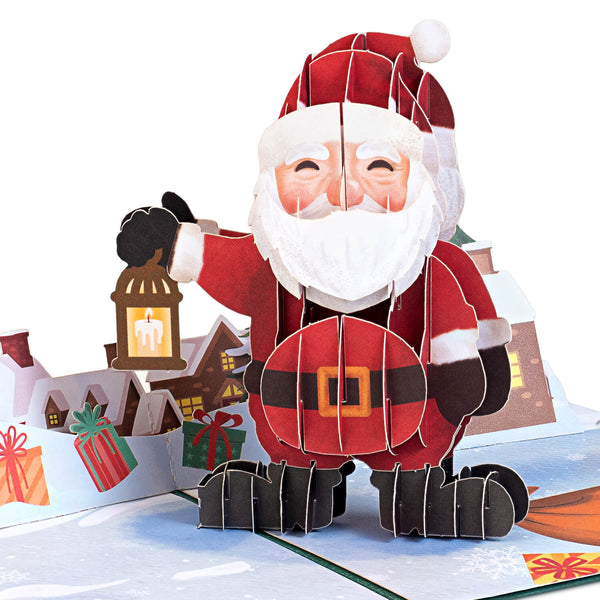 Biglietto Biglietto pop-up Babbo Natale con lanterna